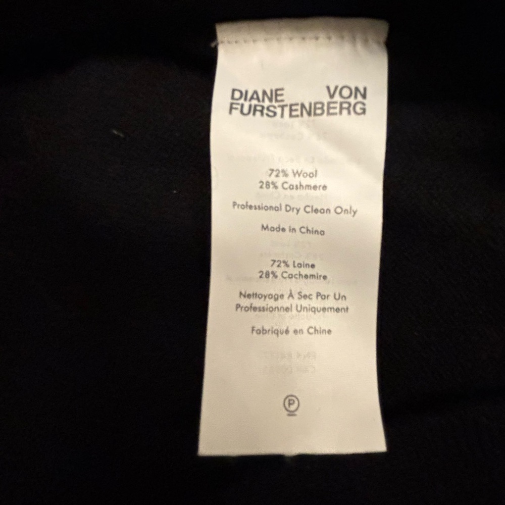 DVF Cashmere Blend Black Wrap Dress - Picture 10 of 13